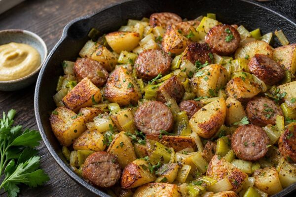 Sausage Potato Leek Dijon Mustard Hash Recipe